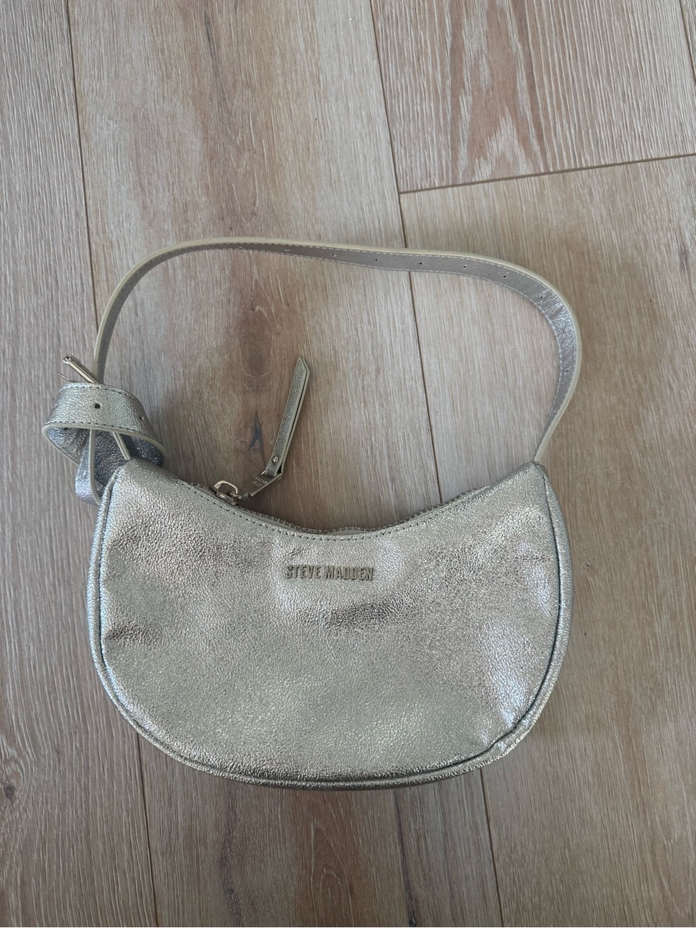 Steve Madden Shimmering Silver Crescent Mini Bag